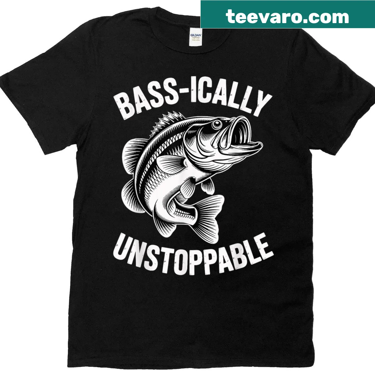 Silhouette bass fishing t-shirt for fishing enthusiasts — on a men's t-shirt