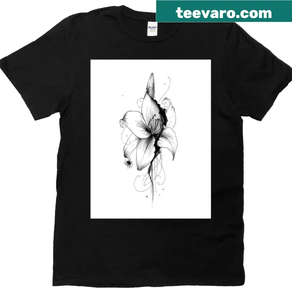 Black and white rose graphic T-shirt