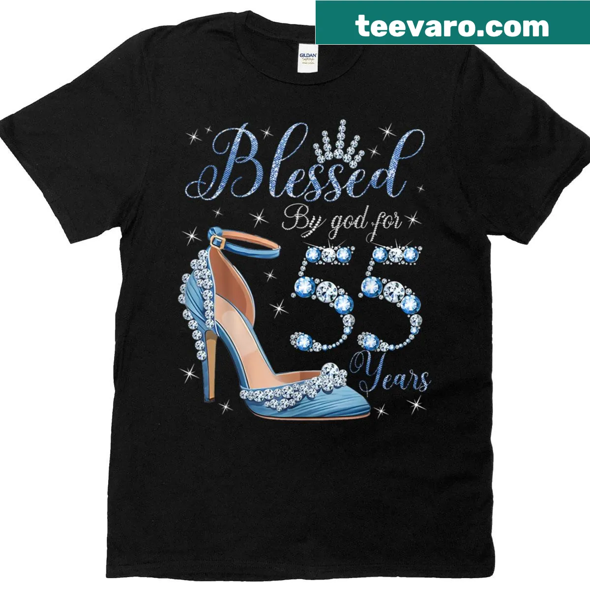 T-shirt with hand-lettered birthday message and high heels design — on a men's t-shirt