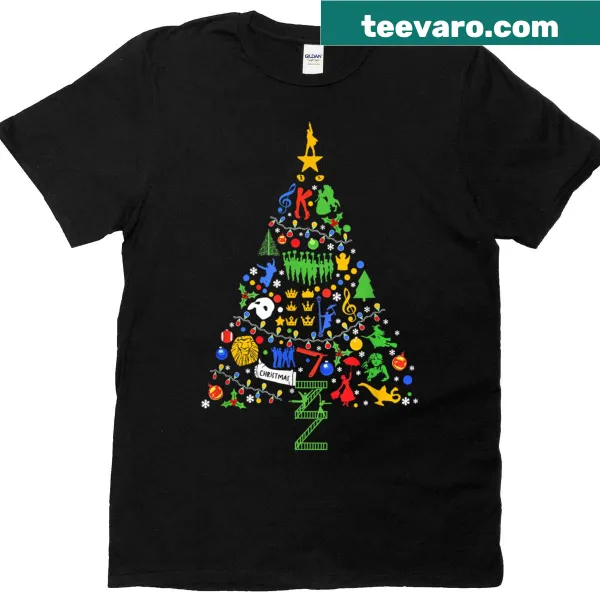 Funny vintage-style Broadway Christmas tree graphic tee