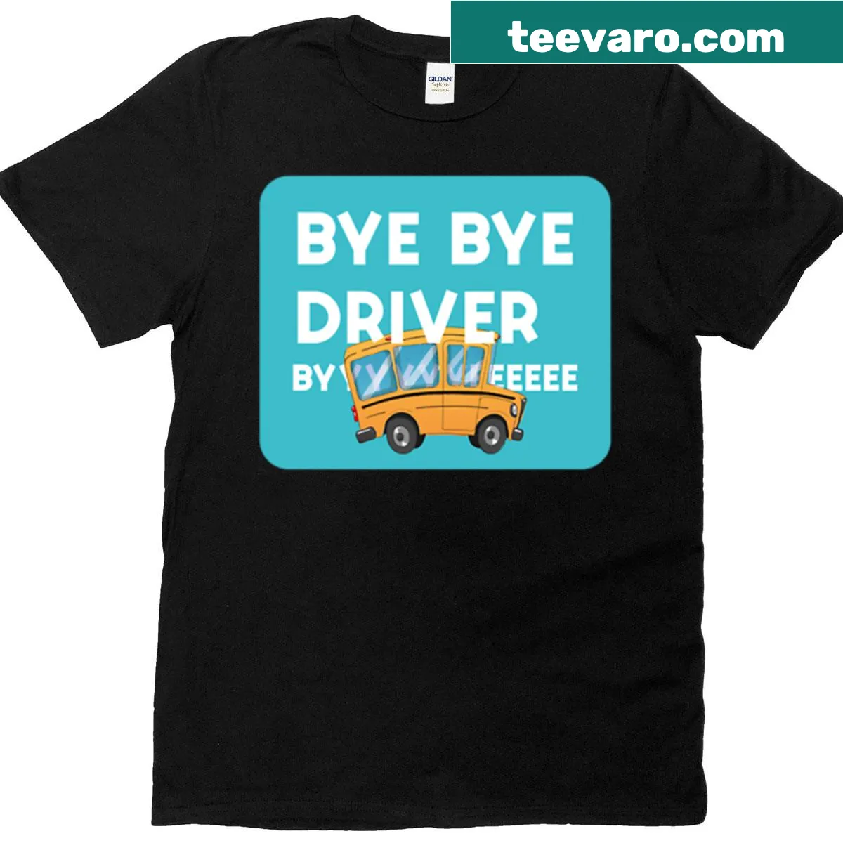 Typographic t-shirt featuring the phrase 'Bye Bye Driver' in bold letters. — on a men's t-shirt