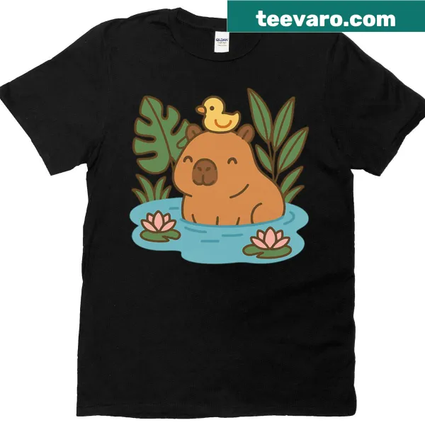 Capybara enjoying summer vibes illustration on T-shirt