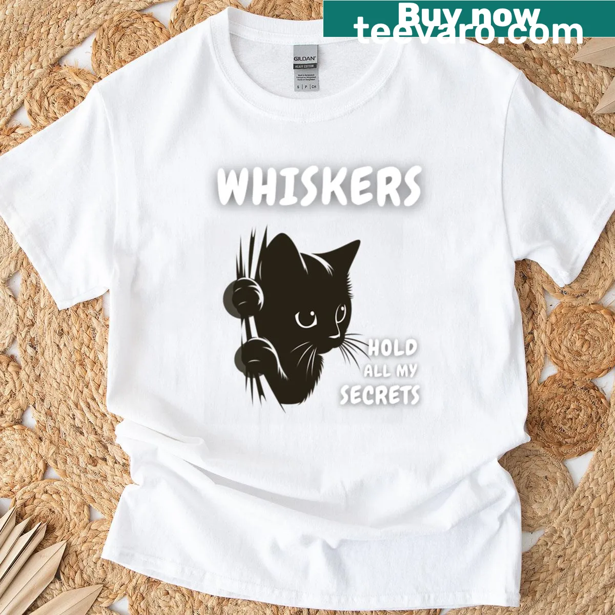 Cute cat whiskers design with the phrase 'Hold All My Secrets' — on a men's t-shirt