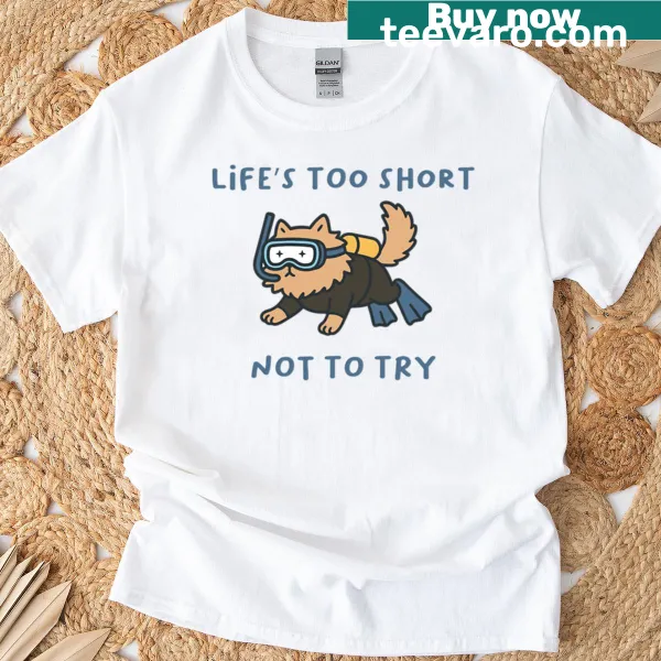 Illustration of a cat scuba diving in a playful graphic