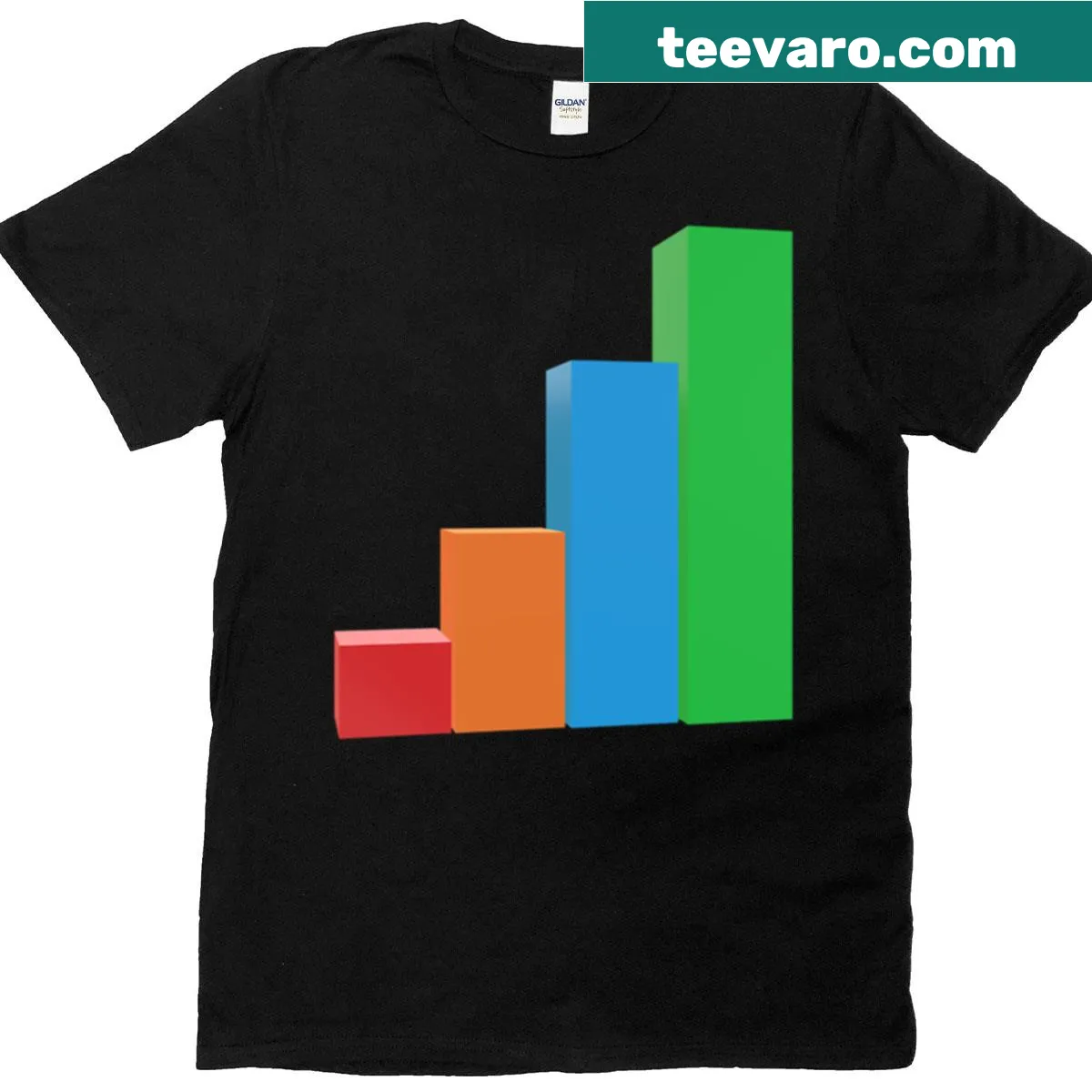 Minimalist T-shirt featuring a sleek 3D chart graphic — on a men's t-shirt
