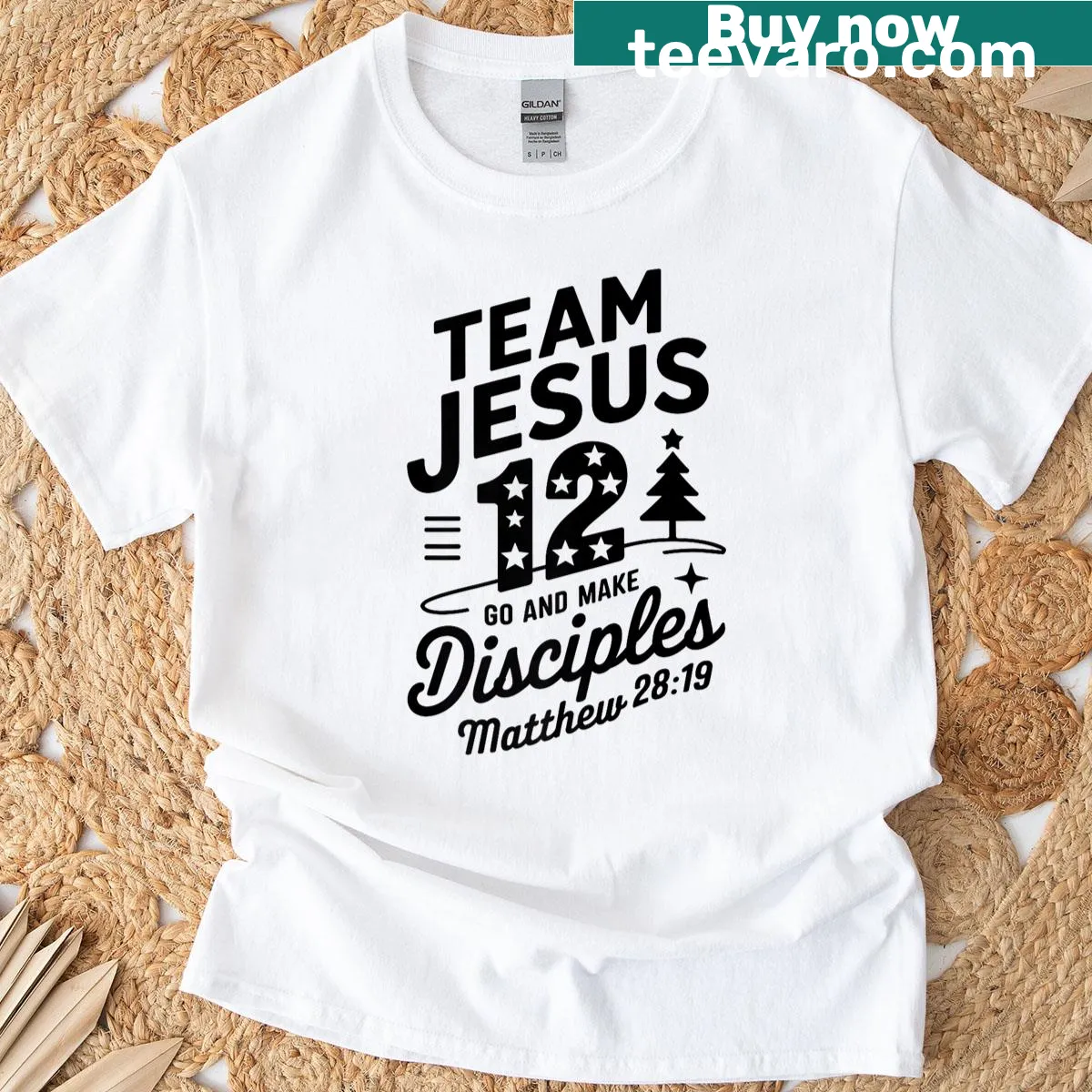 Faith-based T-shirt with Team Jesus and inspirational message — on a men's t-shirt