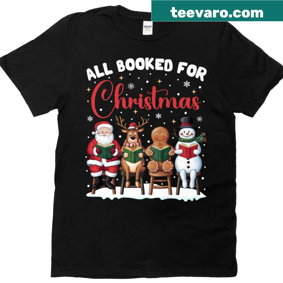 Text design saying 'All Booked For Christmas' on a T-shirt — on a men's t-shirt