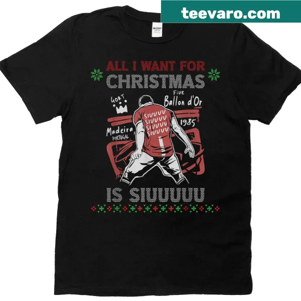 Soccer ball wrapped as a present illustration on a Christmas t-shirt