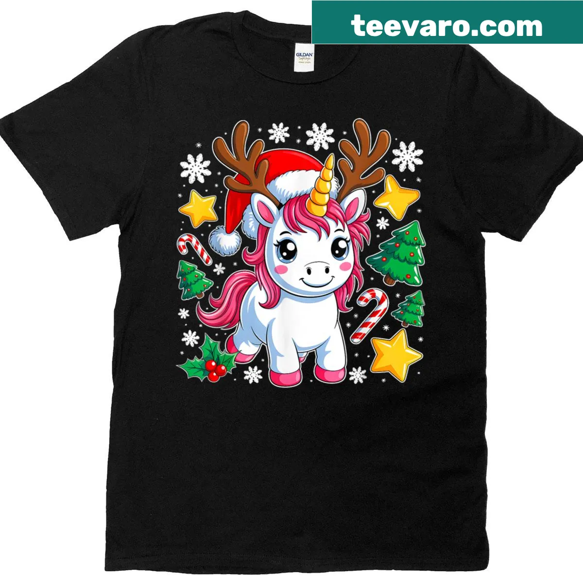 Cute Christmas unicorn design on T-shirt for kids. — on a men's t-shirt