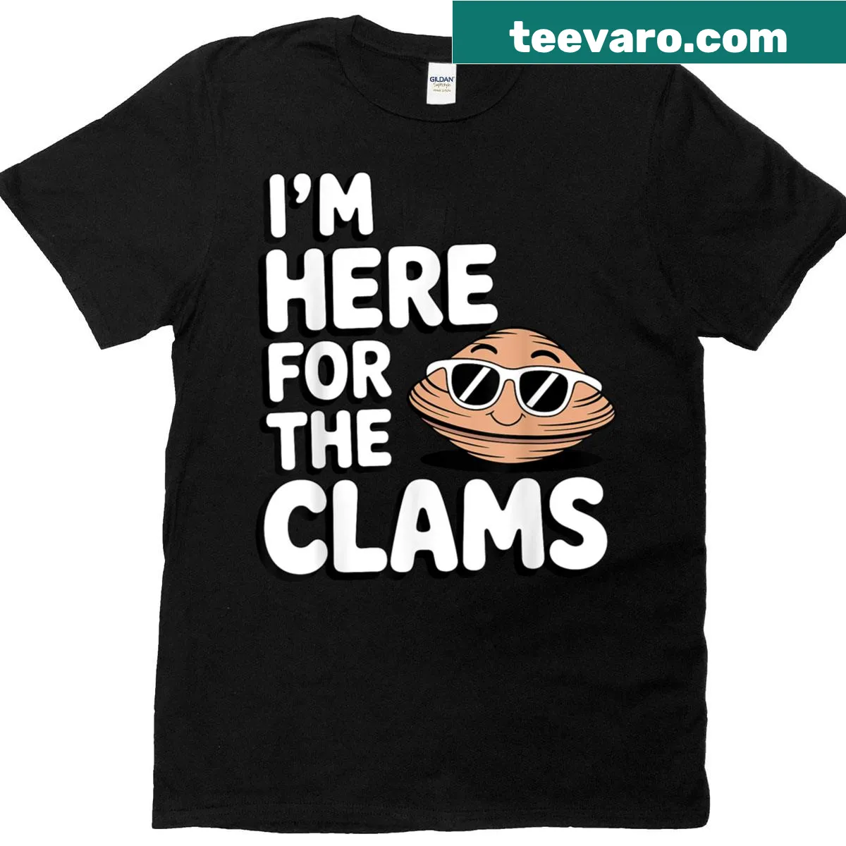 Illustration of clam digging on a clamming-themed t-shirt — on a men's t-shirt