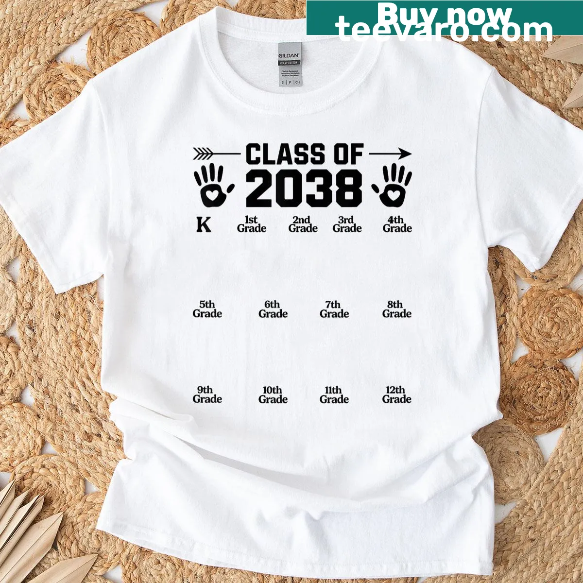 Class of 2038 handprint design T-shirt for kids — on a men's t-shirt