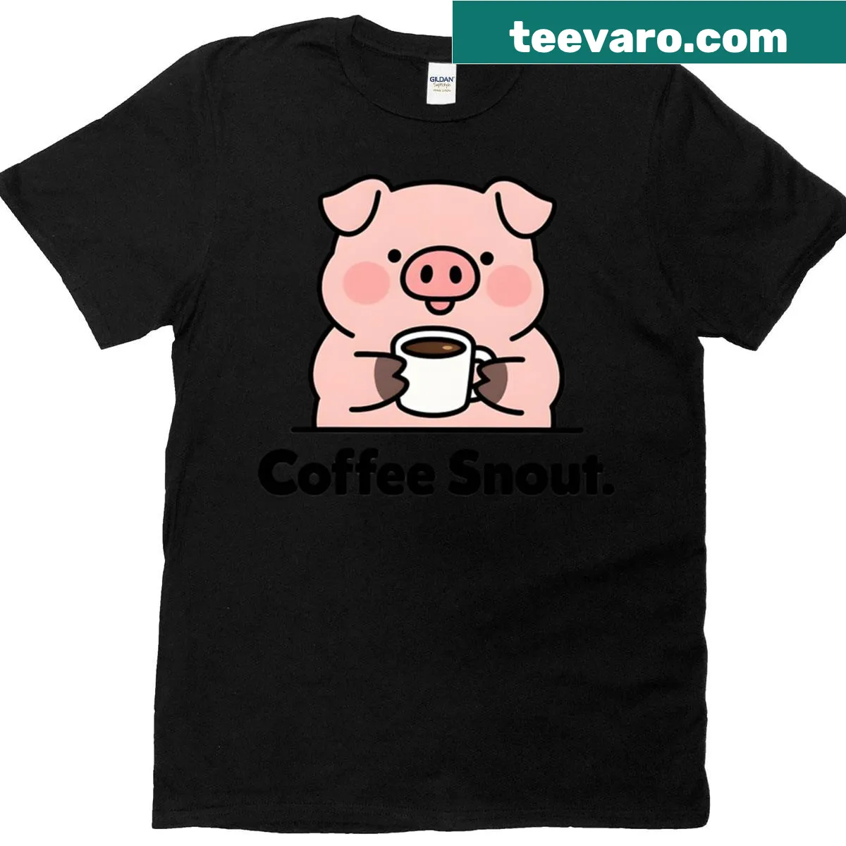 Cartoon graphic of a coffee snout on a t-shirt — on a men's t-shirt