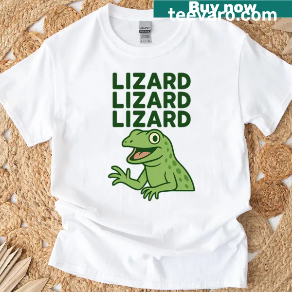 Cartoon lizard T-shirt radiating chill vibes