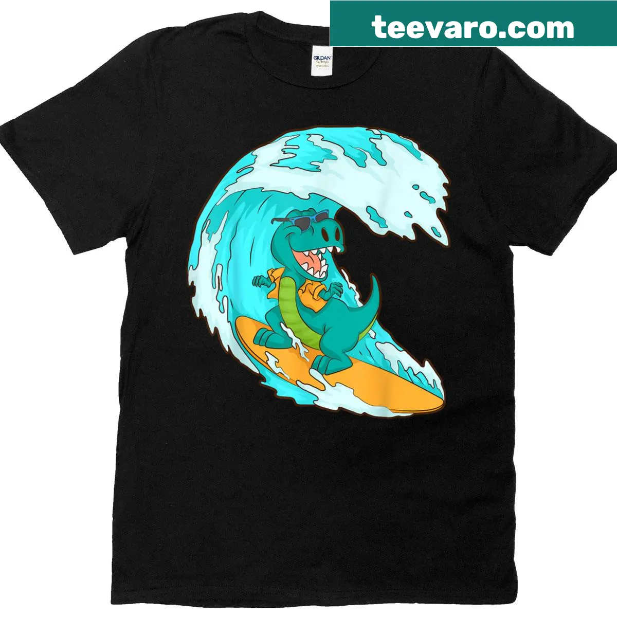 Dynamic surfing graphic on a T-shirt — on a men's t-shirt