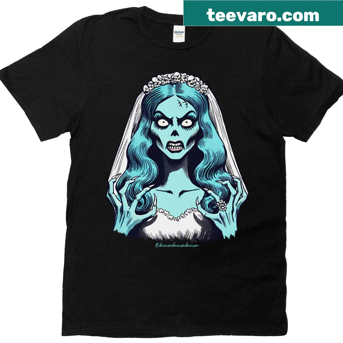 Illustration of Corpse Bride on a Halloween t-shirt — on a men's t-shirt