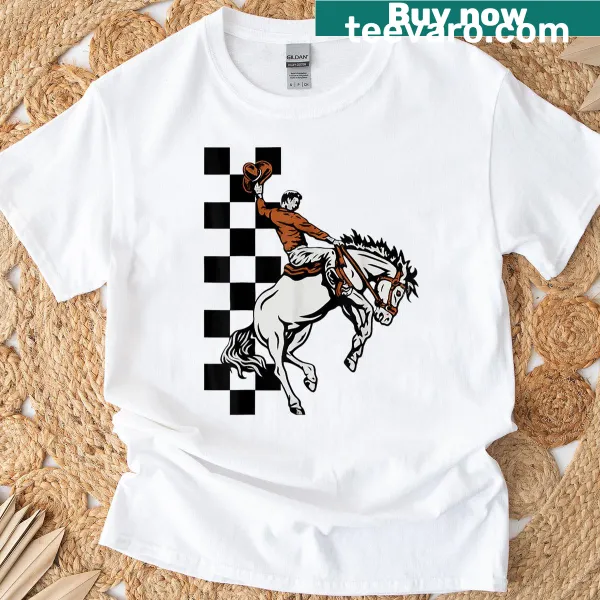 Illustration of a bronc rider on a bucking horse