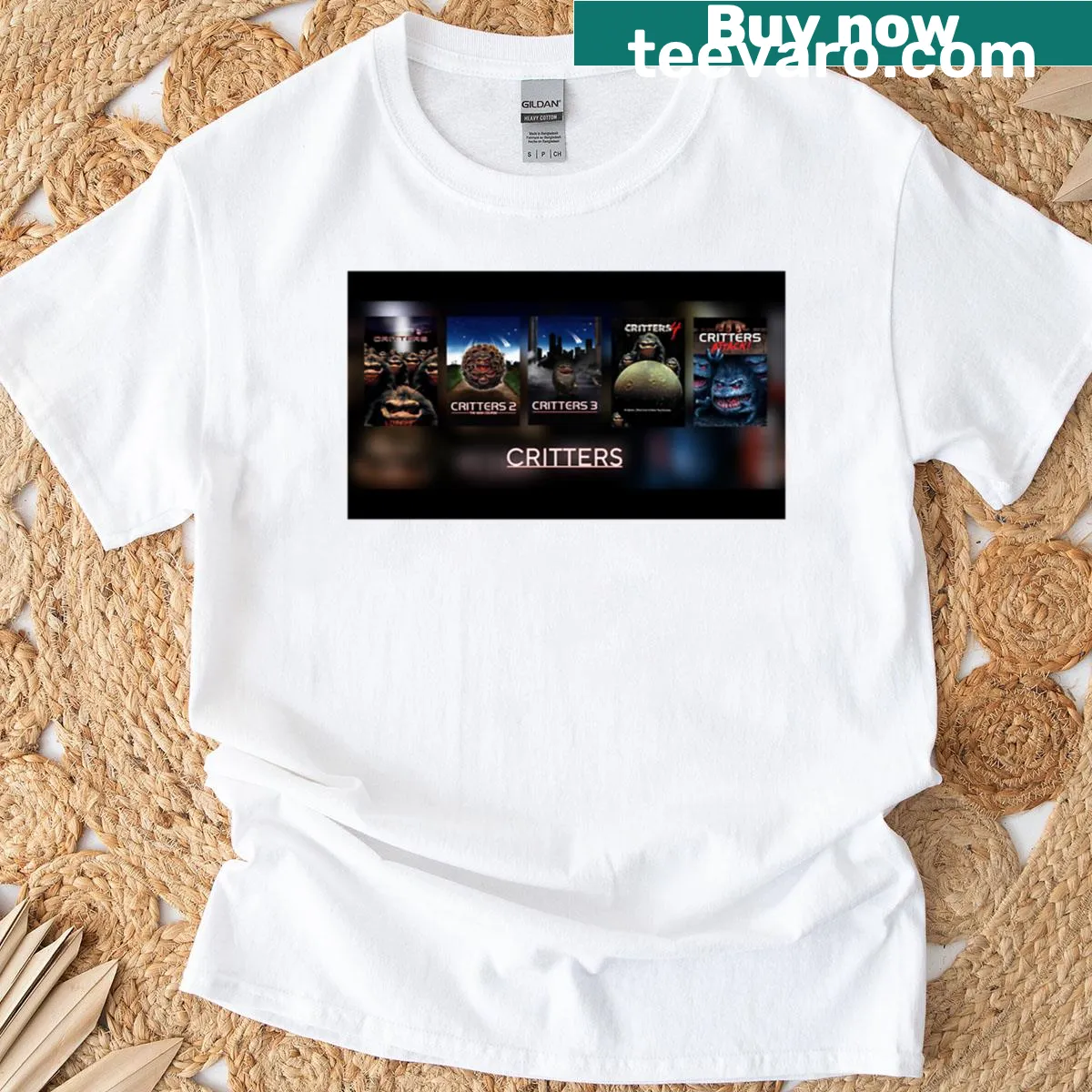 Premium t-shirt featuring an alternate design from the Critters film series. — on a men's t-shirt