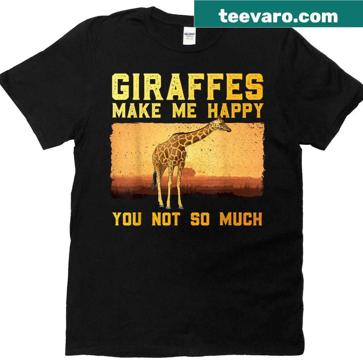 Cute T-shirt featuring a charming giraffe design for animal lovers — on a men's t-shirt