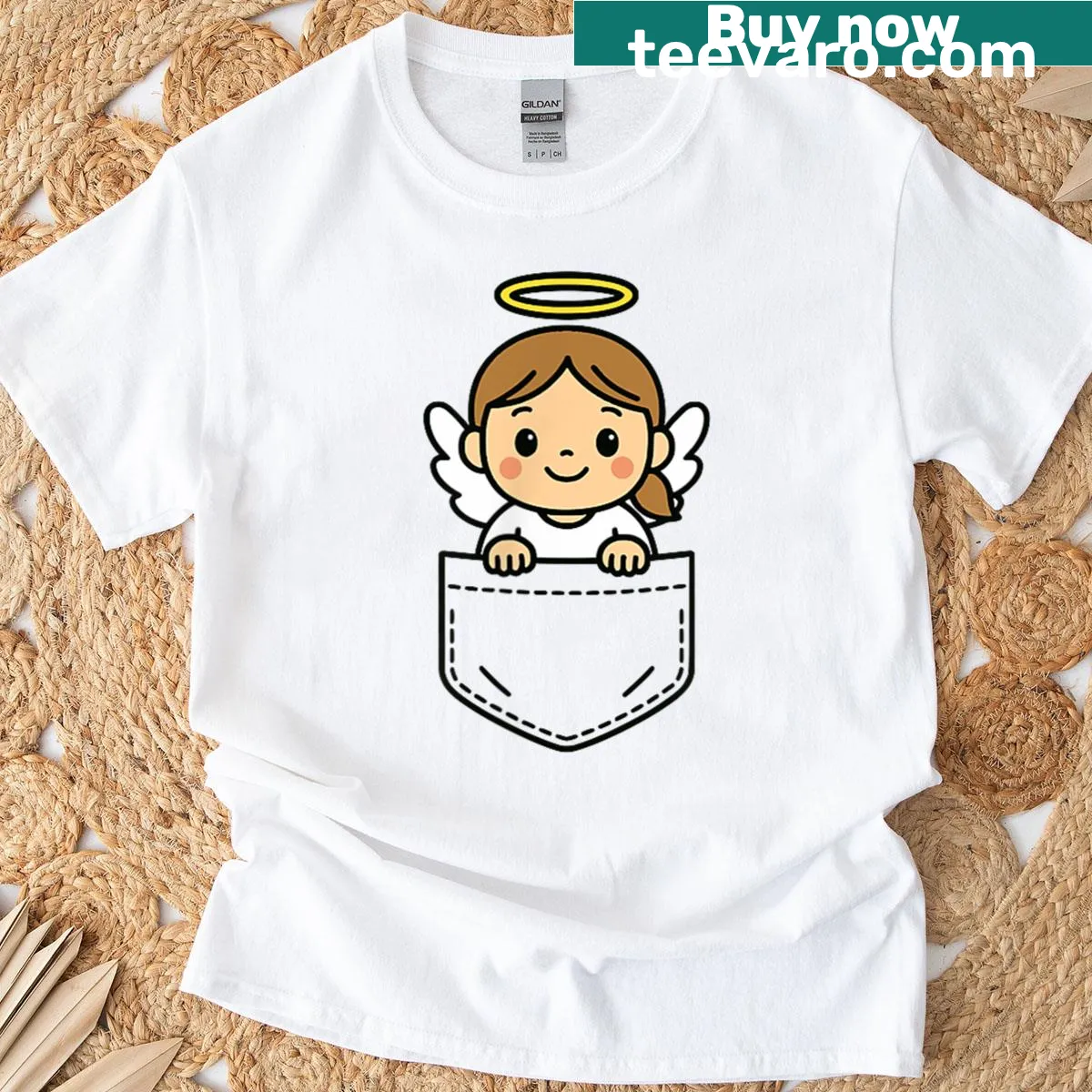 Cute angel graphic t-shirt for kids celebrating Christmas — on a men's t-shirt