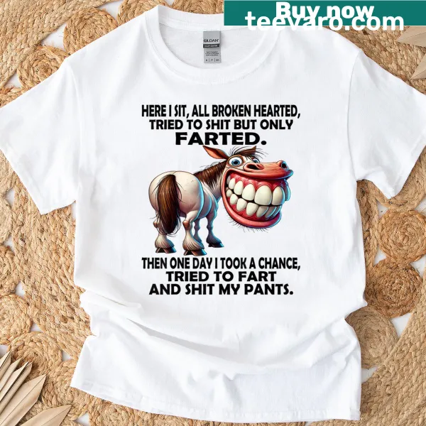 Funny horse-themed t-shirt with humorous saying about being heartbroken.