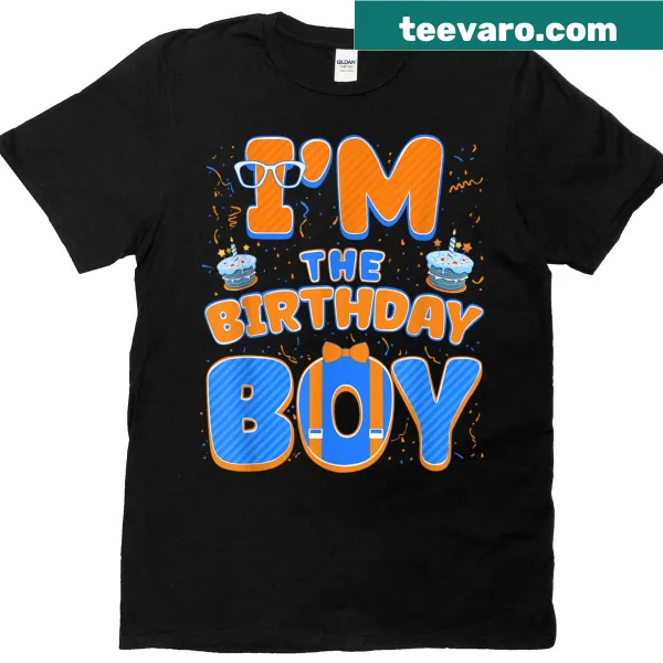 Birthday-themed graphic saying 'I'm the Birthday Boy' on a T-shirt
