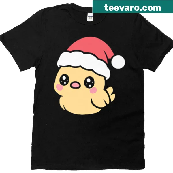 Cute Kawaii Pocket Chicken graphic on Christmas T-shirt