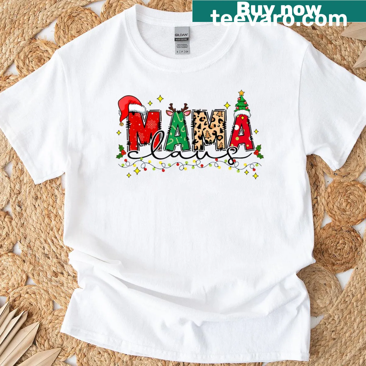 Mama Claus graphic on a cute Christmas-themed T-shirt — on a men's t-shirt