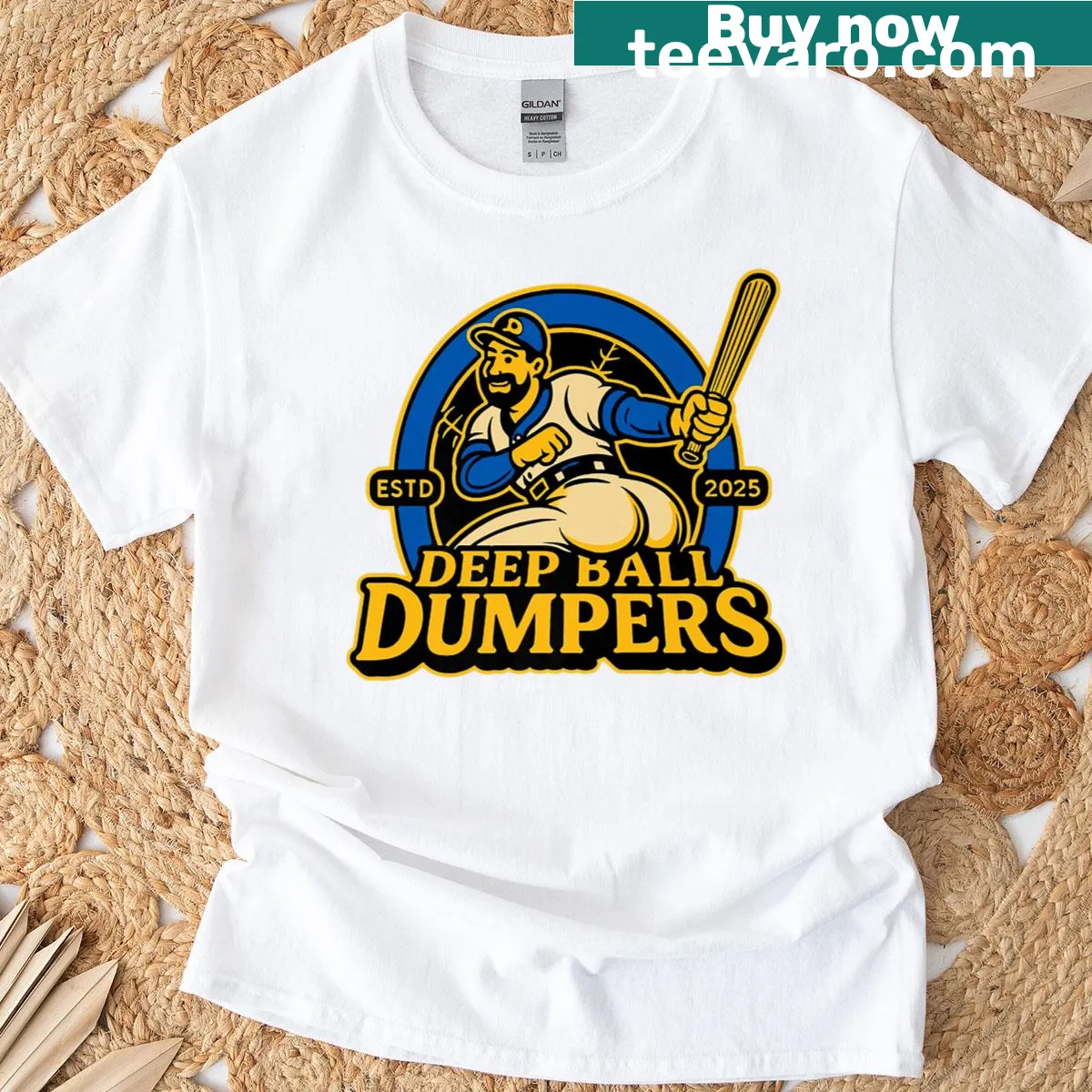 Retro baseball mascot graphic on a T-shirt — on a men's t-shirt