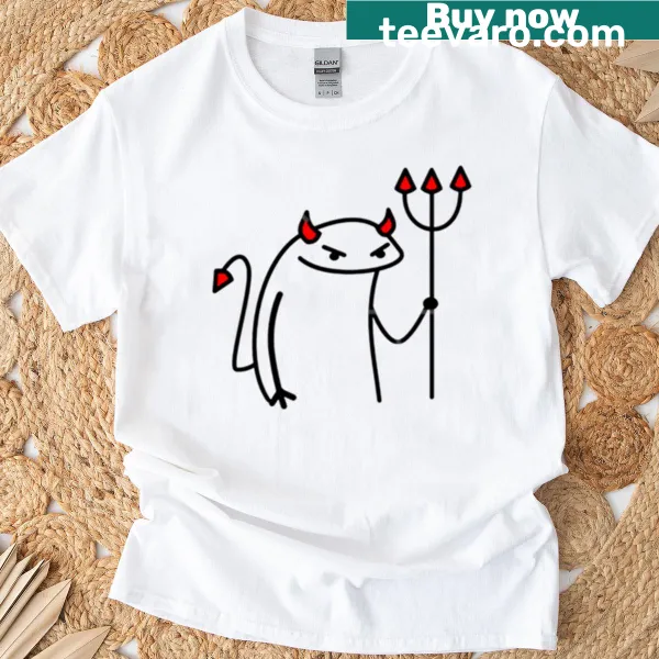 Edgy stick figure T-shirt featuring a devil blob graphic