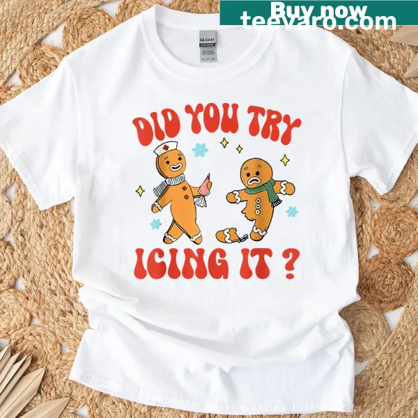 Funny Christmas t-shirt with gingerbread man and humorous text