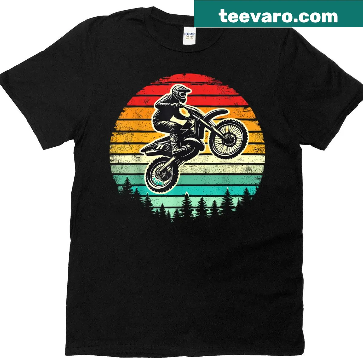 Vintage motocross T-shirt featuring a dirt bike rider graphic — on a men's t-shirt