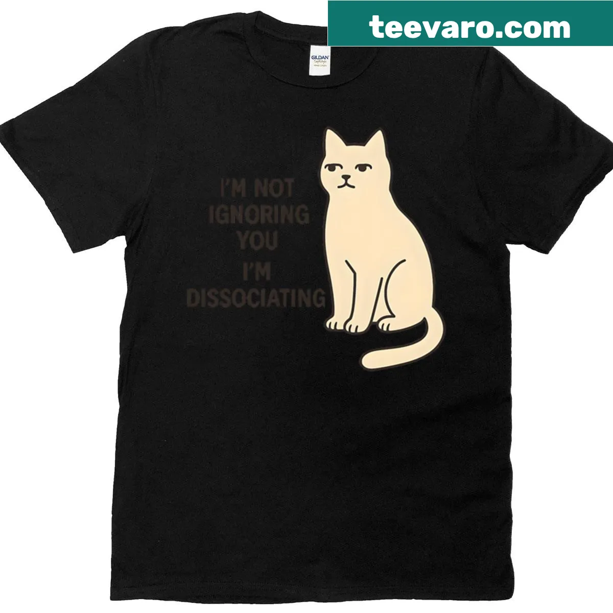 Flat design of a cat representing introverted moods and dissociation. — on a men's t-shirt