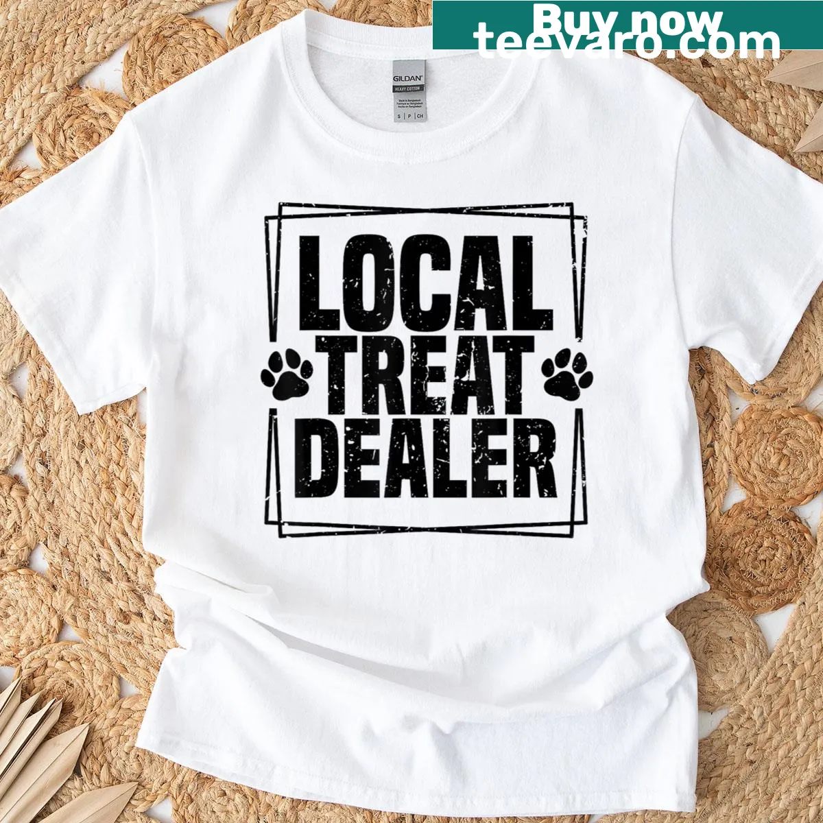Funny Dog Treat Dealer t-shirt with humorous text for dog lovers — on a men's t-shirt