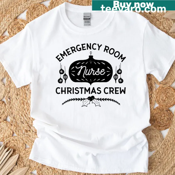 Funny Christmas T-shirt for ER nurses with festive graphic