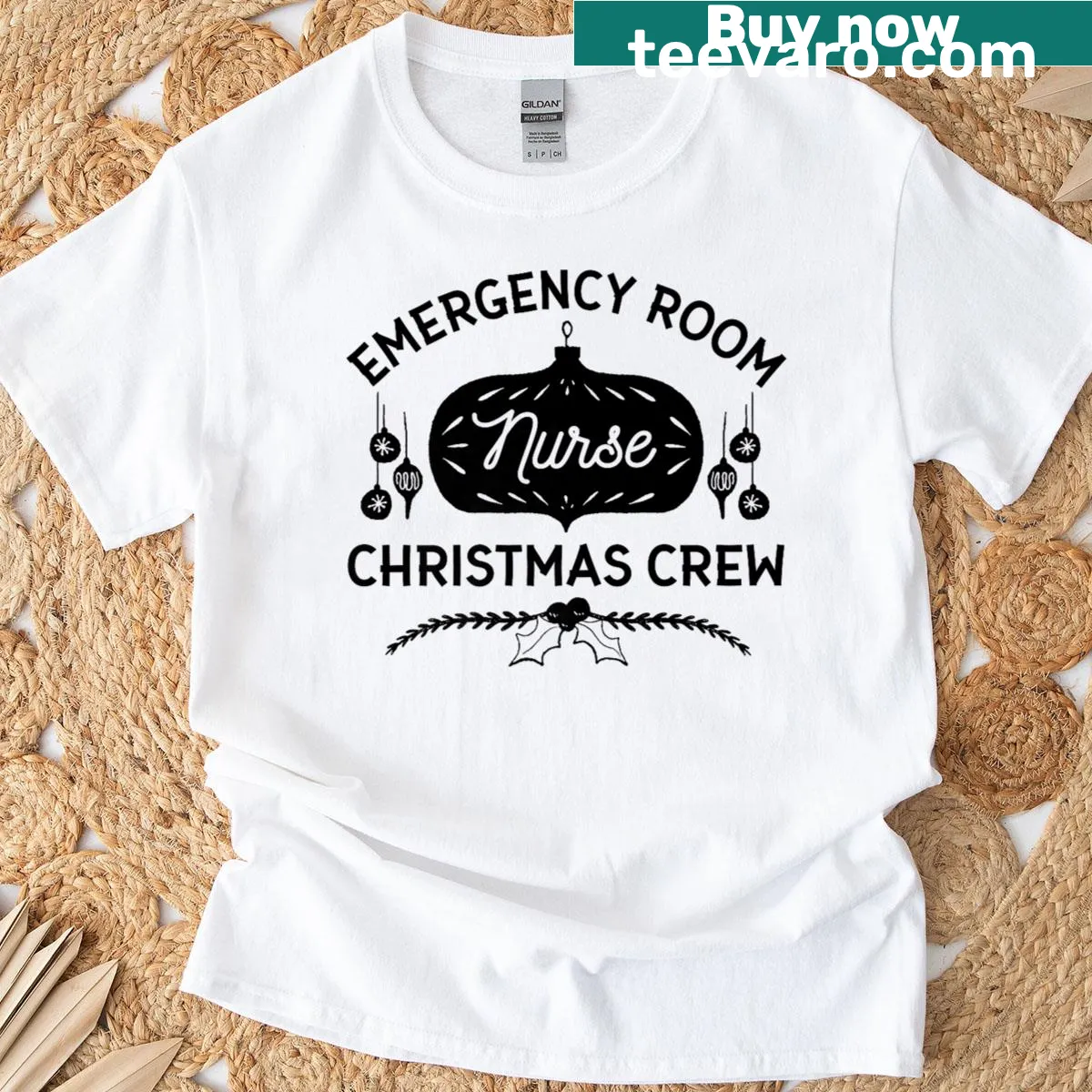 Funny Christmas T-shirt for ER nurses with festive graphic — on a men's t-shirt