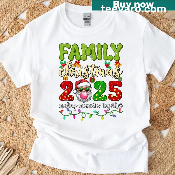 Funny Family Christmas matching T-shirt with Santa design