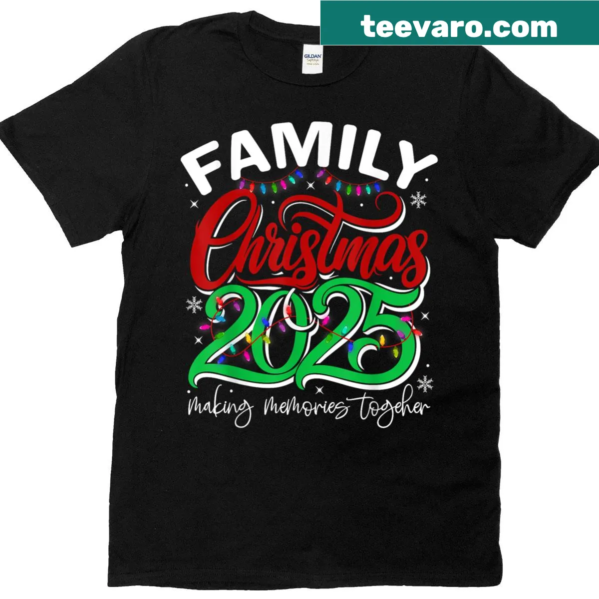 Humorous Family Christmas 2025 graphic T-shirt for women — on a men's t-shirt