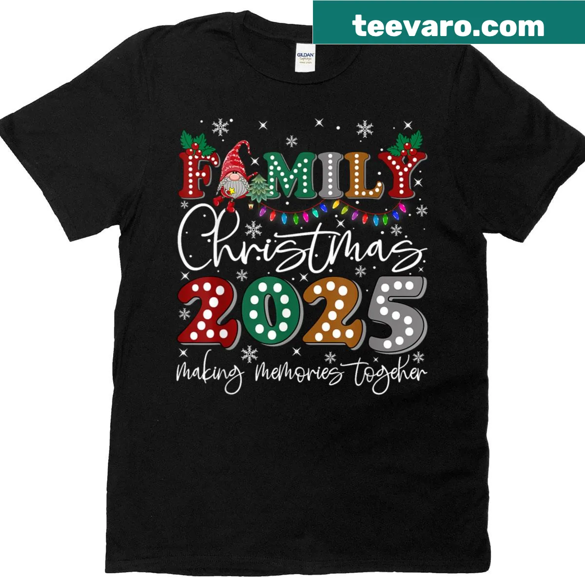 Couple matching T-shirt for Christmas 2025 with festive typography. — on a men's t-shirt