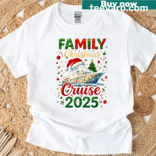 Funny Squad Christmas Cruise 2025 graphic t-shirt.