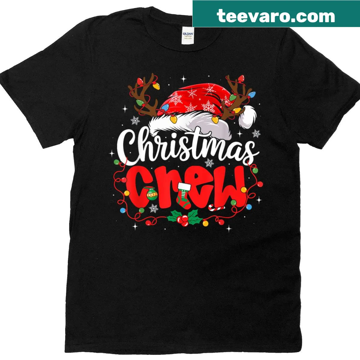 Family Matching Pajamas Christmas Crew holiday graphic t-shirt — on a men's t-shirt