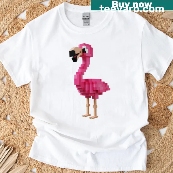 Playful Roblox T-shirt featuring a flamingo character