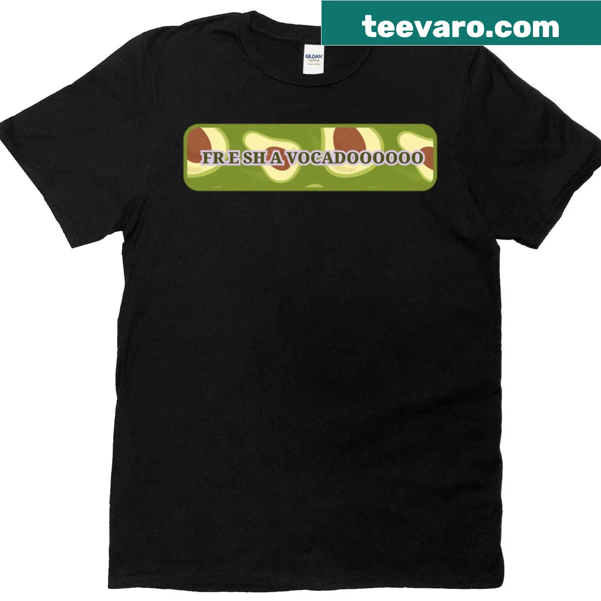Playful avocado graphic on meme-themed T-shirt — on a men's t-shirt