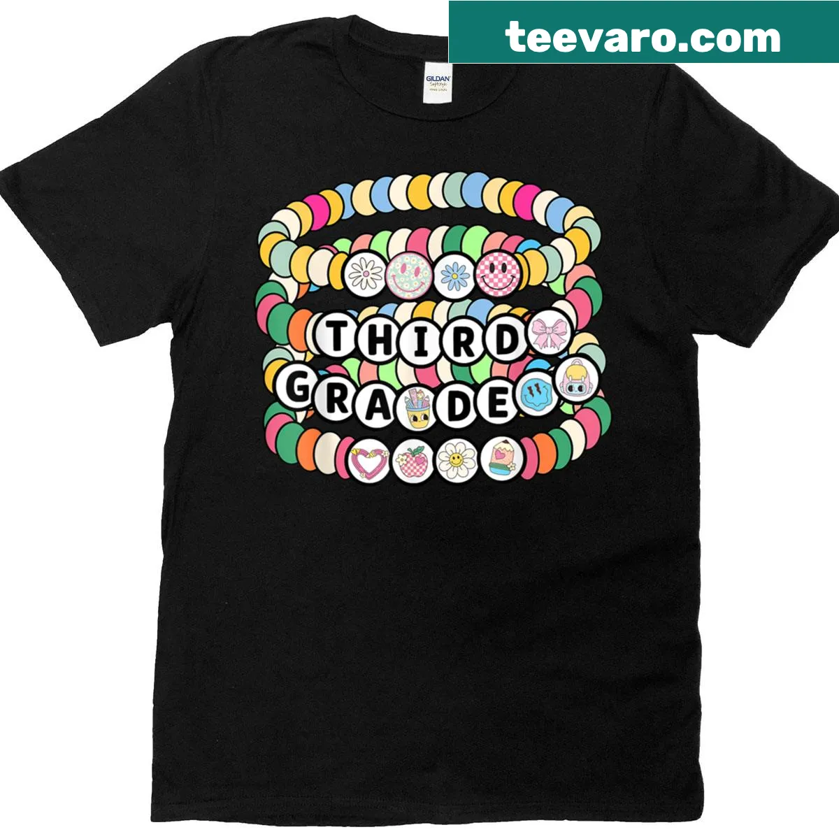 T-shirt with a design inspired by friendship bracelets for teachers and kids — on a men's t-shirt