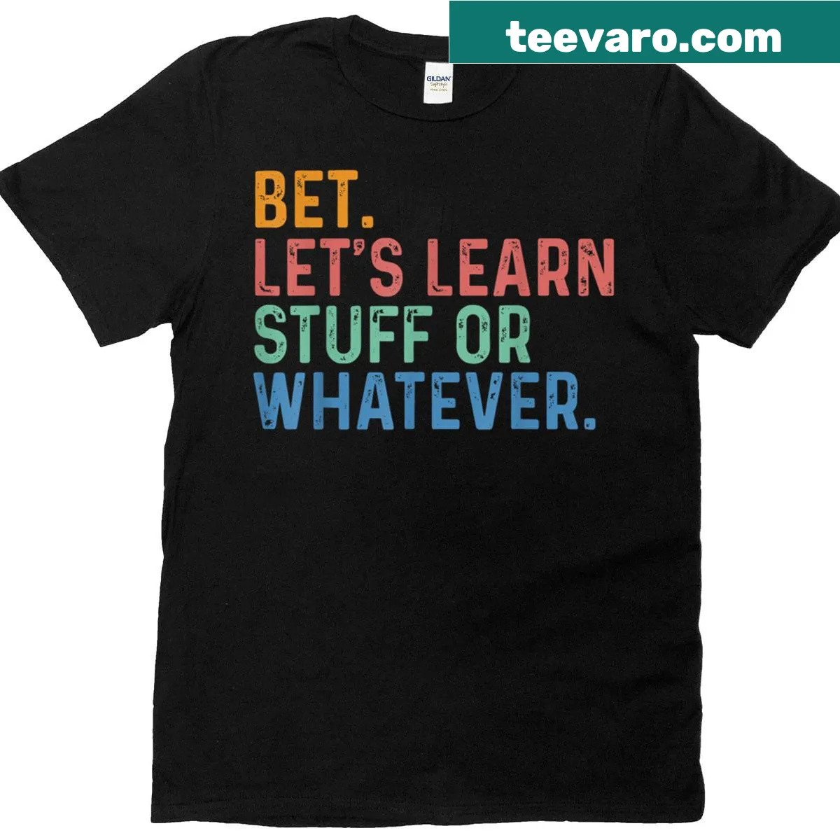 Back-to-school t-shirt with humorous text about learning — on a men's t-shirt