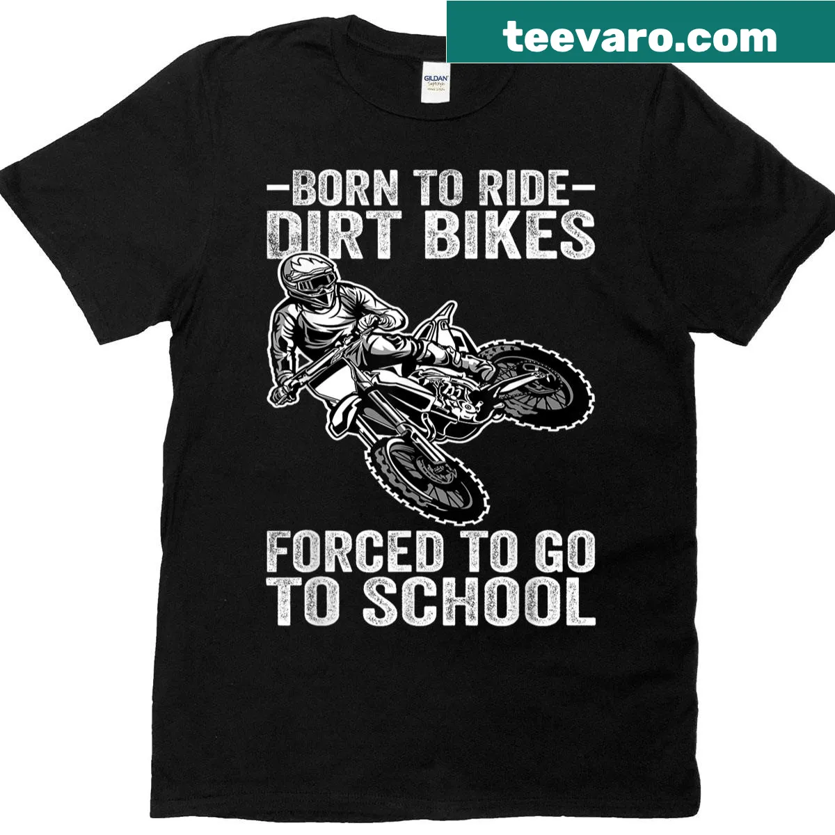 Illustration of a dirt bike rider graphic on a t-shirt — on a men's t-shirt