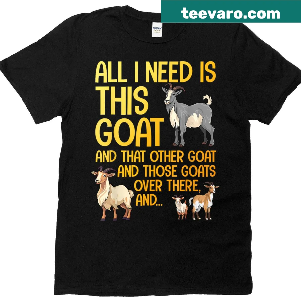 Cartoon goat graphic on T-shirt for goat lovers — on a men's t-shirt