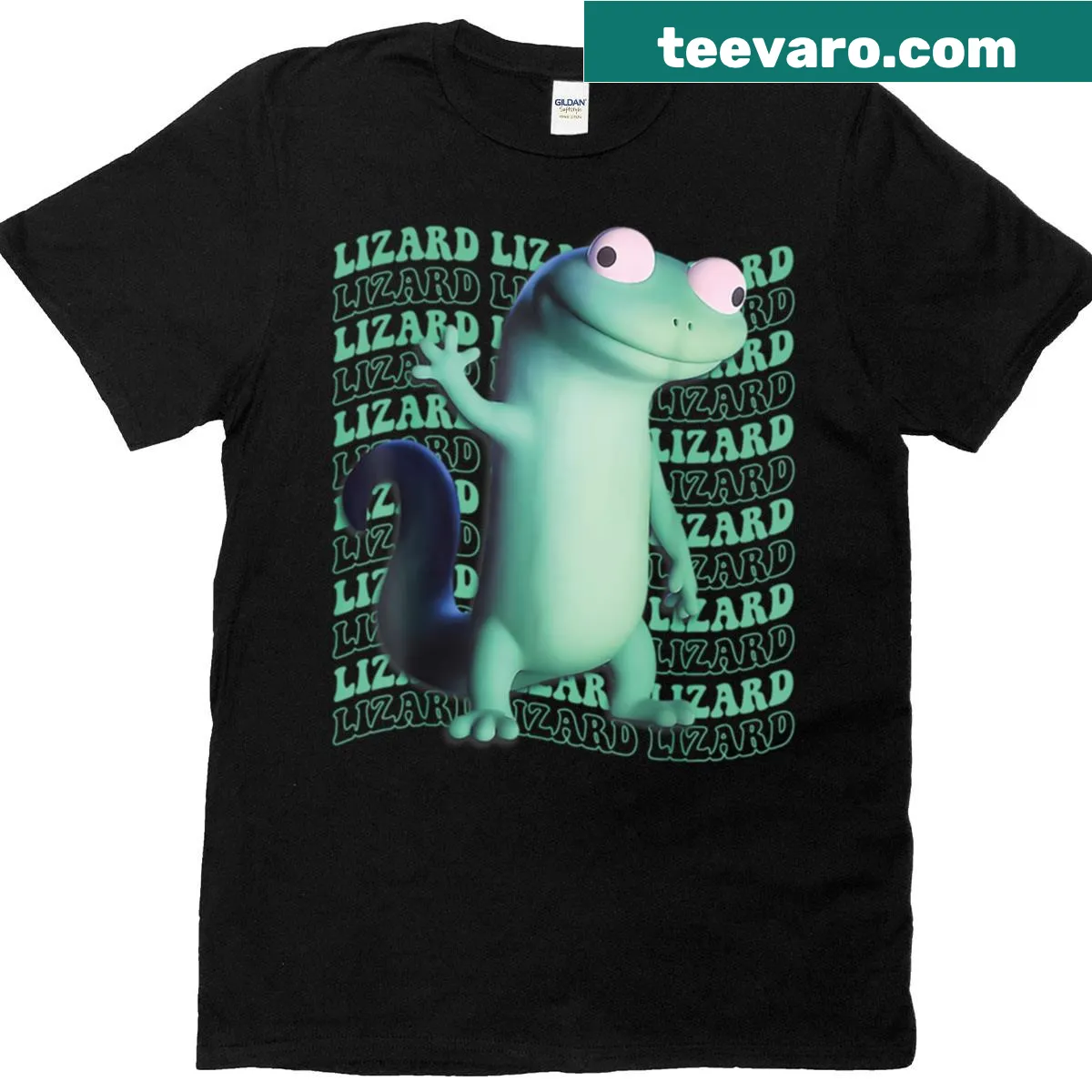 Funny lizard meme graphic T-shirt. — on a men's t-shirt