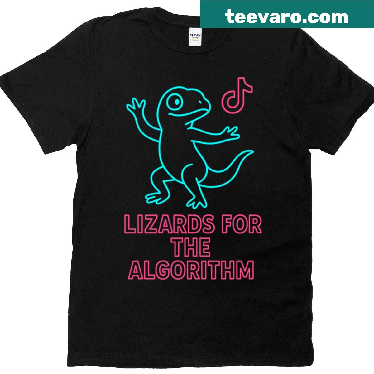 Cartoon gecko and chameleon dancing in a fun TikTok meme style — on a men's t-shirt