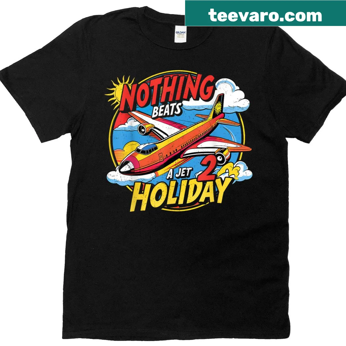 Retro jet design with funny meme for travel lovers — on a men's t-shirt