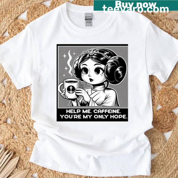 Humorous illustration of Princess Leia on t-shirt